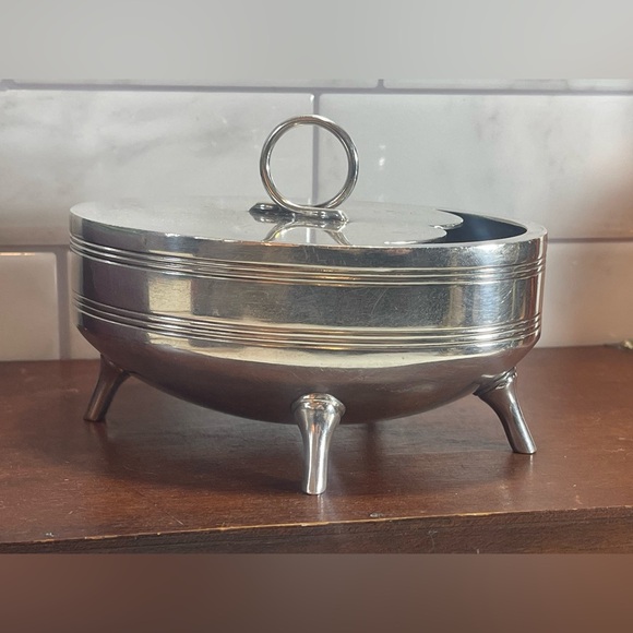 Antique Walker & Hall Non-Stain Silver Plated Moustache Pedestal Spoon Warmer - Picture 6 of 13